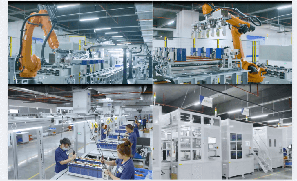 Gotion manufacturing facility with robotic arms and assembly lines